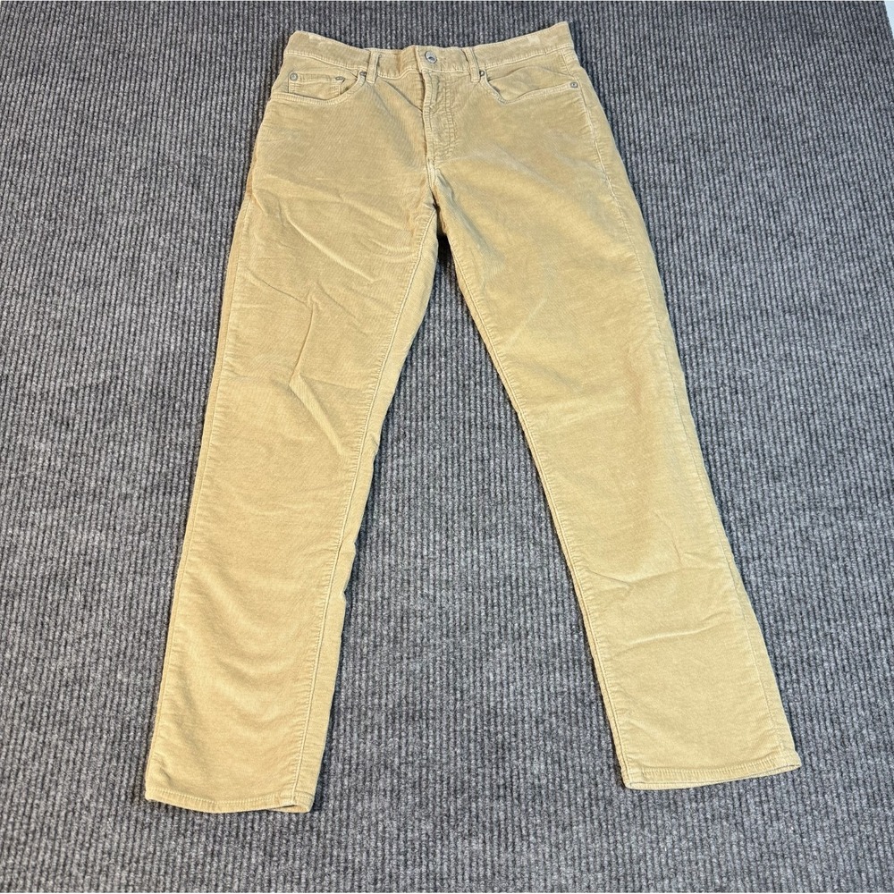 Faherty Corduroy Pants Mens 29x30 Khaki Stretch Terry Straight Leg Beige Tan